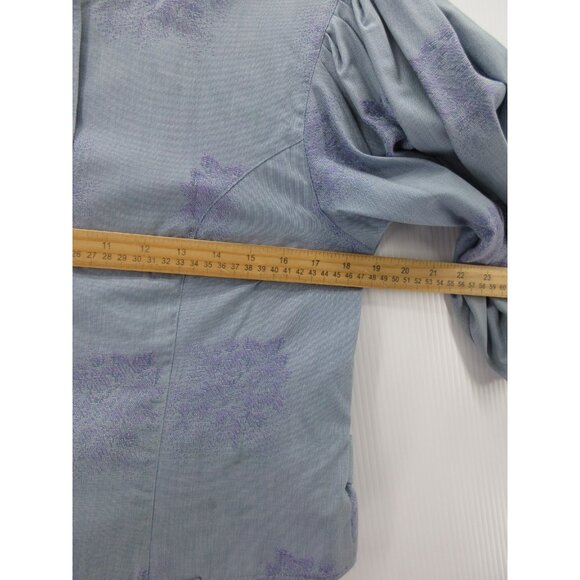 VINTAGE Geiger Top 12 Jacquard Floral Blouse Button Up Austria 42 * - Picture 6 of 13